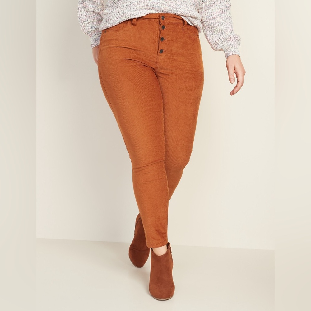 High-Waisted Button-Fly Rockstar Super Skinny Cords - Size 10 - $18
